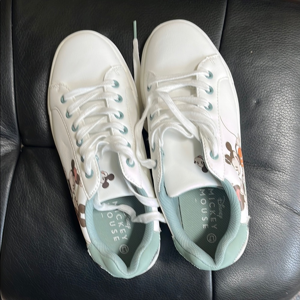 Disney White and Green Sneakers Casual Leather Design